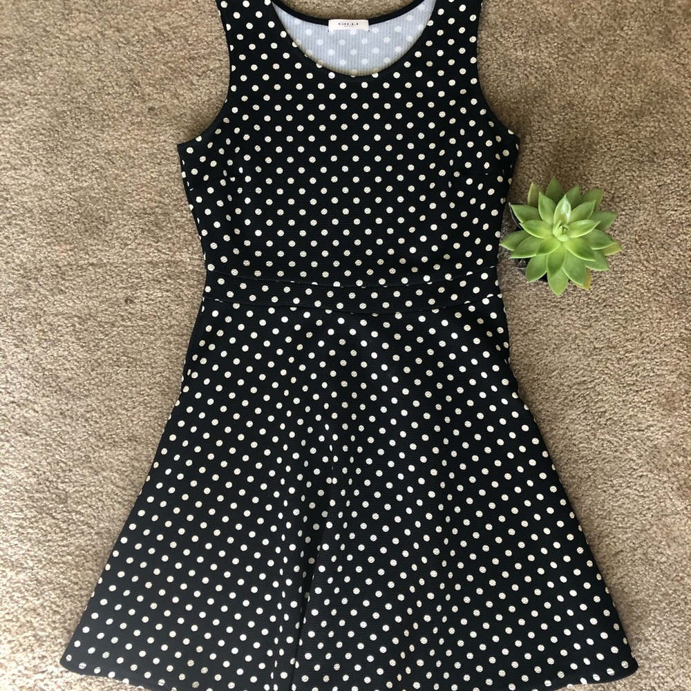 Black and white polka dot dress